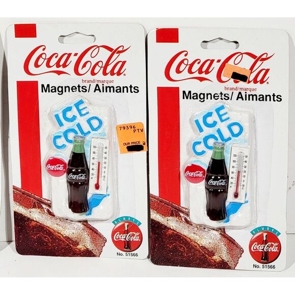 4 Vintage Coca Cola Button Fridge "Ice Code" Themostate Magnet NOS 1995 No.51566 - Picture 2 of 12